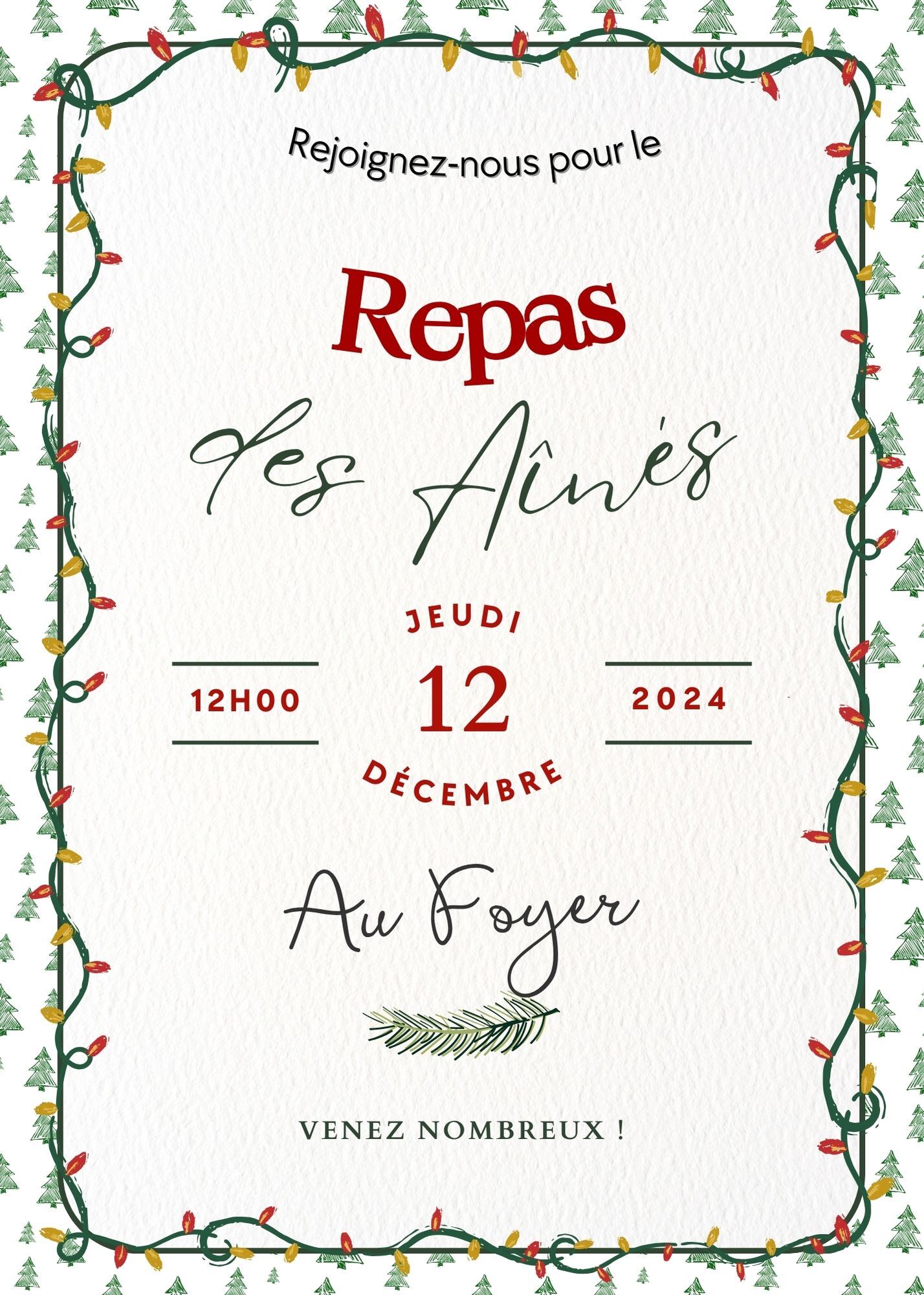 Invitation Célébration de Noël Moderne Rouge et Vert